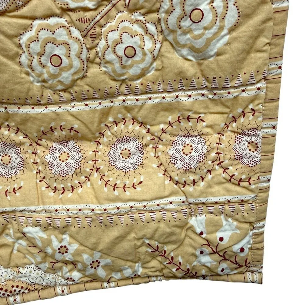 Restoration Hardware Quilted Pillow Sham Yellow Paisley Standard Pillowcase RefA